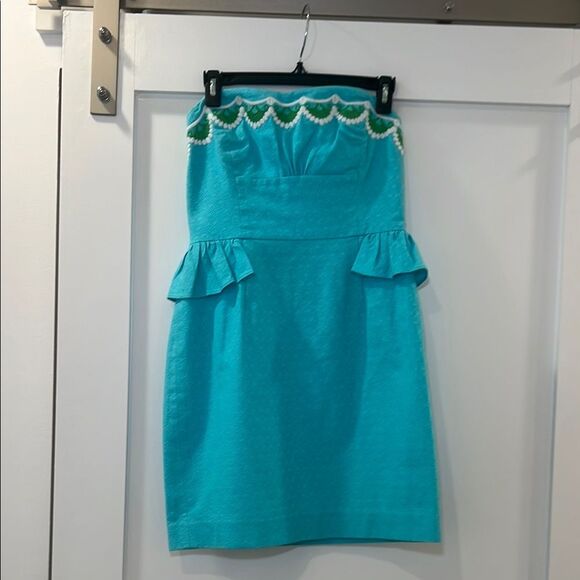 Lilly Pulitzer Strapless Maybell Dress Shorely Blue Sz 6 - Picture 3 of 8